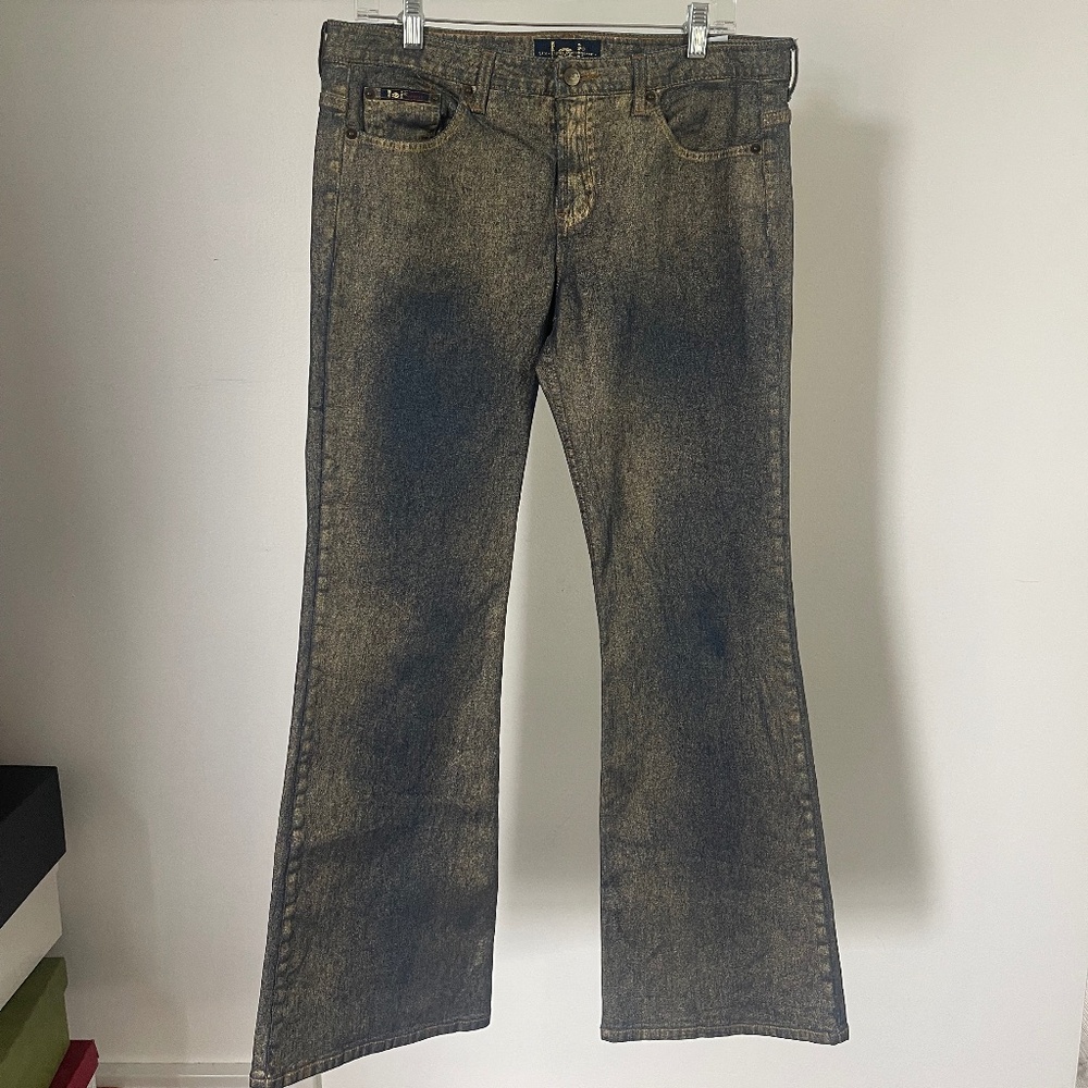 vintage L.e.i. denim and gold low rise jeans